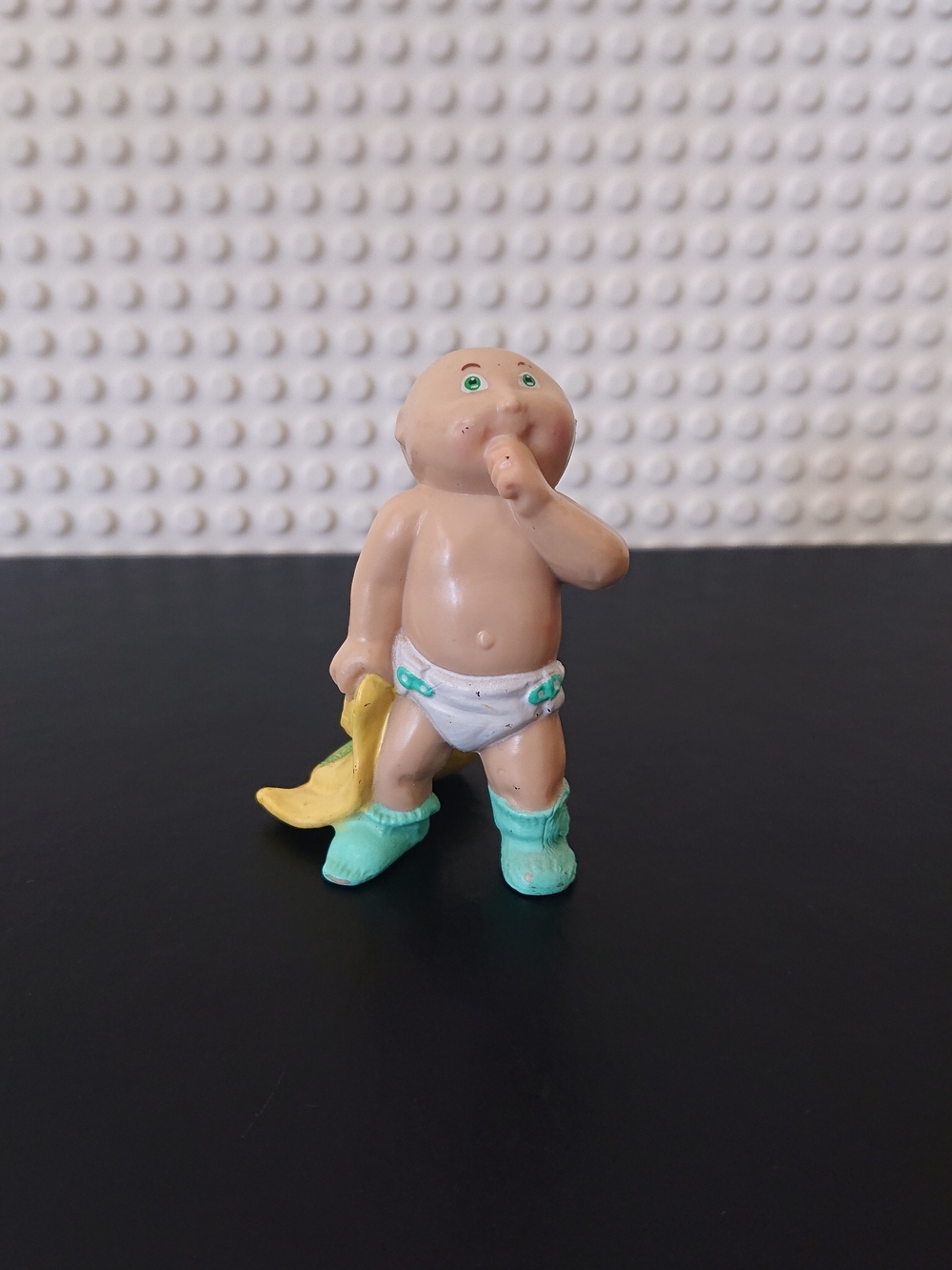 1984 Vintage AA Inc - Cabbage Patch Kids Baby 2" PVC Figure - Yellow Blanket